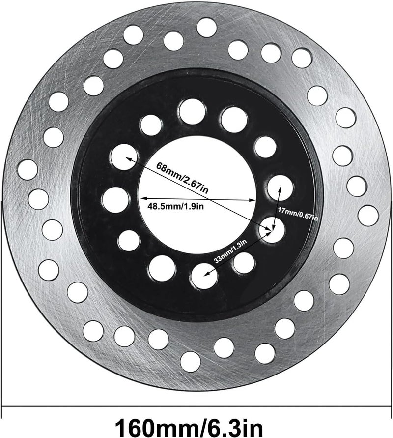 HOLATO 160mm 6.3" Rear Brake Disc Rotor Plate for 50cc 70cc 90cc 110cc 125cc Tao Tao Coolster Roketa Kazuma Baja BMS Jetmoto SUNL 4-Stroke Chinese Four Wheeler Quad Kids ATV Go Kart Parts Heavy duty - Image 3
